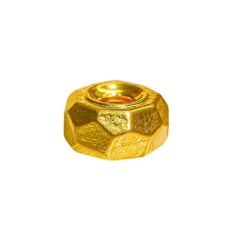 金米黄金无相隔片锤纹999足金文玩卡环24K纯金配饰6mm归圆隔珠