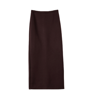 晚白2025年秋冬新款时尚垂坠半裙加绒保暖毛呢直筒裙【不含腰带】