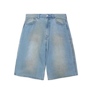 BEAMS男装七分裤牛仔裤2025冬季新款复古街潮宽松阔腿裤210084XP