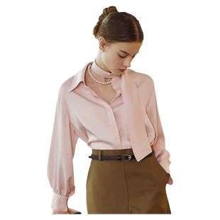 温柔甜美显瘦长袖打底衬衫女2025季秋好看洋气百搭高级感内搭衬衣