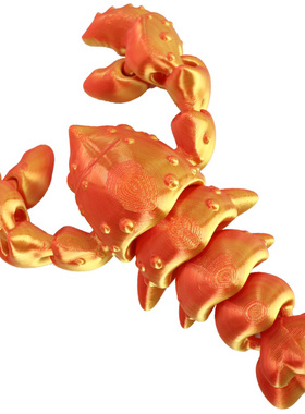 3D打印大龙虾Q版鲜虾多关节可动可爱海洋小动物沙滩解压创意模型