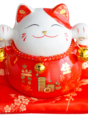 陶瓷招财猫小桌面摆件创意礼品家居装饰存钱罐客厅商铺开业发财猫