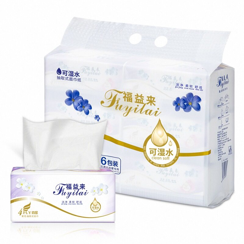福益来可湿水柔软一提6包抽纸