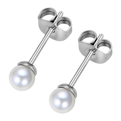 珍珠钛合金耳钉女养耳洞