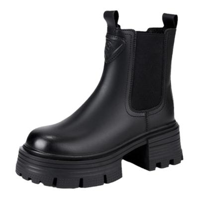 皮毛一体英伦风厚底切尔西短靴