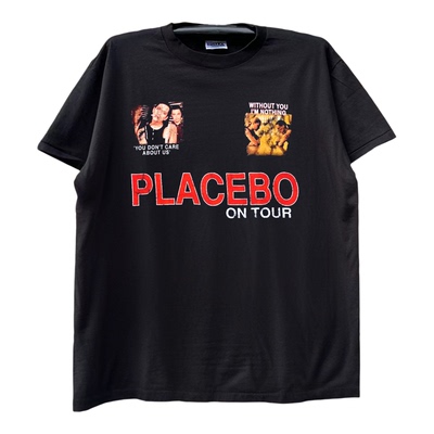 Placebo乐队另类摇滚vintage古着潮流落肩chic嘻哈重磅棉短袖T恤