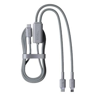 罗马仕手机充电线二合一数据线Type-C适用苹果华为iPhone15/16/17双头100w超级快充pd一拖二平板电脑MacBook