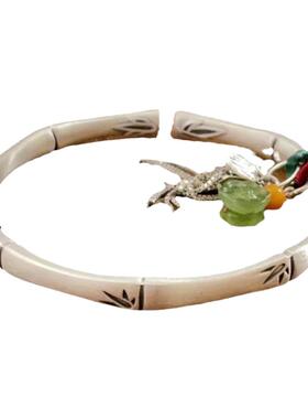 足银9999国风竹节开口磨砂手镯女