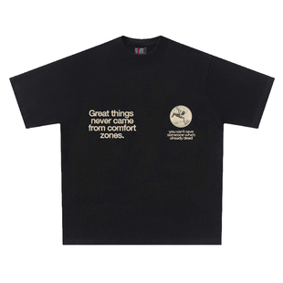 Determined to exercise 美式街头复古短袖印花男女宽松T恤字母潮