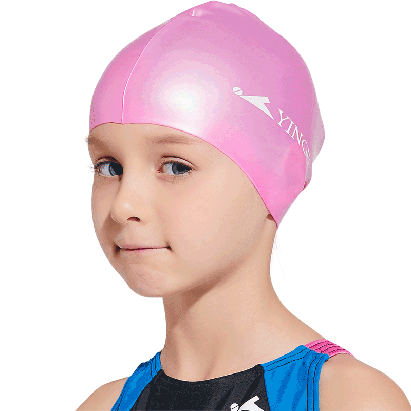英发男童专业纯色训练防水游泳帽