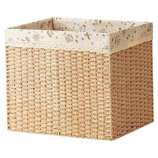 专业定制纯手工编织桌面收纳盒茶几收纳筐收纳篮家用带盖收纳箱子