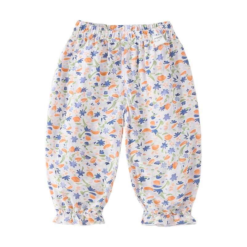 夏季抗菌女童碎花薄款防蚊长裤
