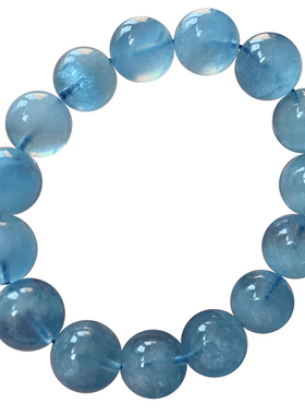 天然星光魔鬼蓝海蓝宝冰透单圈女