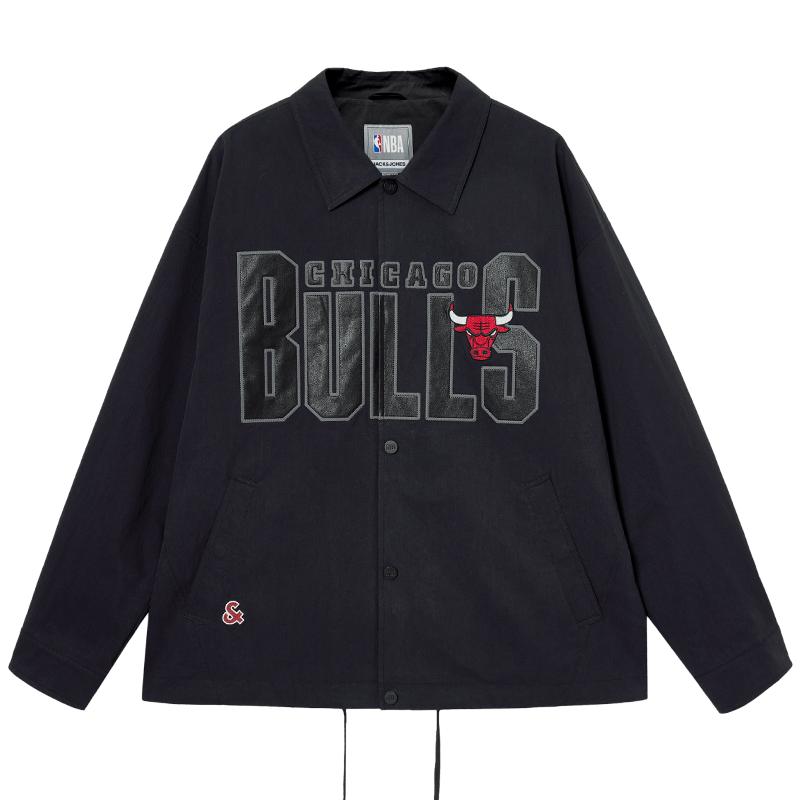 杰克琼斯NBA联名款春秋新款公牛队时尚休闲百搭宽松翻领夹克外套