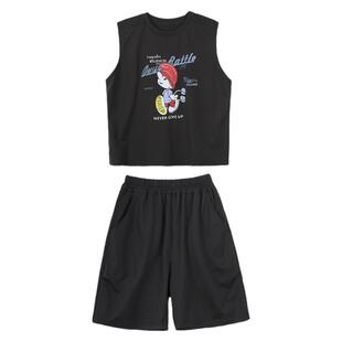 小o宝okids男童夏装套装2025新款儿童运动服卡通印花童装背心两件