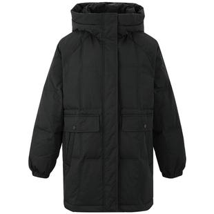 MB MindBridge百家好黑色羽绒服女2025年宽松连帽韩版收腰外套