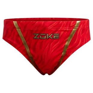 洲克zoke儿童泳裤三角专业游泳训练双色拼接速干训练男童泳裤比赛