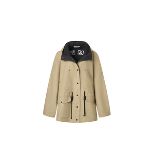 【明星同款】LEDIM WANG双色连帽阔版卡其风衣外套女25秋新款上衣