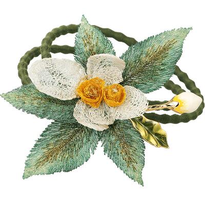 shes茜子梵高玫瑰刺绣花朵发绳