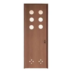 实木门定制长虹玻璃室内门中古风单开门洞洞门卧室门深色平开门