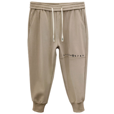 大码加厚保暖刺绣束脚运动裤