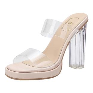 透明高跟鞋2025新款恨天高防水台凉鞋女夏季15CM走秀凉拖鞋不累脚