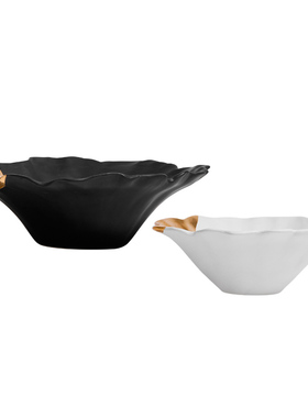 新中式简约荷叶边意境陶瓷花盆插花器家居样板间客厅收纳果盘装饰