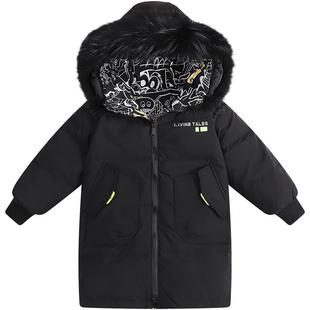 儿童羽绒服女童中长款初中生韩版洋气中大童女孩子冬季加厚外套