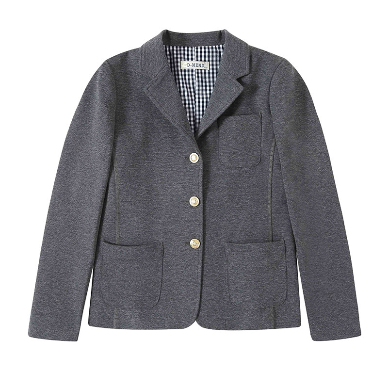 学生麻灰色西装修身外套礼服校服