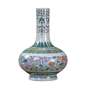 景德镇陶瓷花瓶新中式插花客厅博古架摆件古典斗彩胆瓶瓷器装饰品