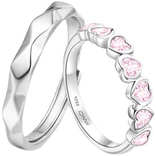 Fanci范琦知心情侣对戒指925银刻字闭口纪念日生日礼物送女友新年