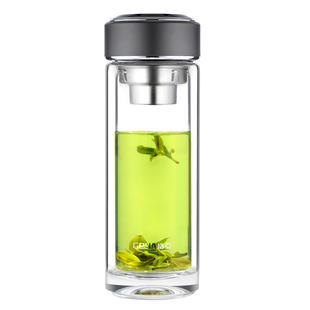 格亚玻璃杯男士高端商务茶杯个人专用双层水杯高端泡茶车载杯子男