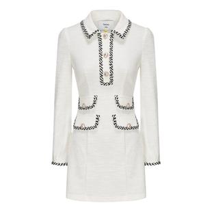 tanni优雅气质千金风通勤高腰A型小香风长袖修身连衣裙TN11DR802A