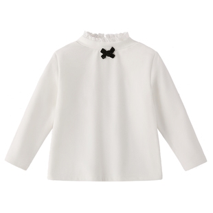 [抗菌远红外]女童t恤宝宝秋冬花边保暖高领上衣6长袖儿童衣服女孩