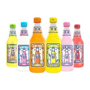 华洋1982果汁汽水358ml*6瓶碳酸饮料真0玻璃瓶整箱网红装荔枝饮品