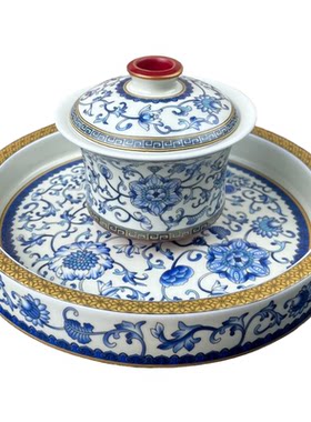 珐琅彩青花帝王缠枝莲功夫茶具