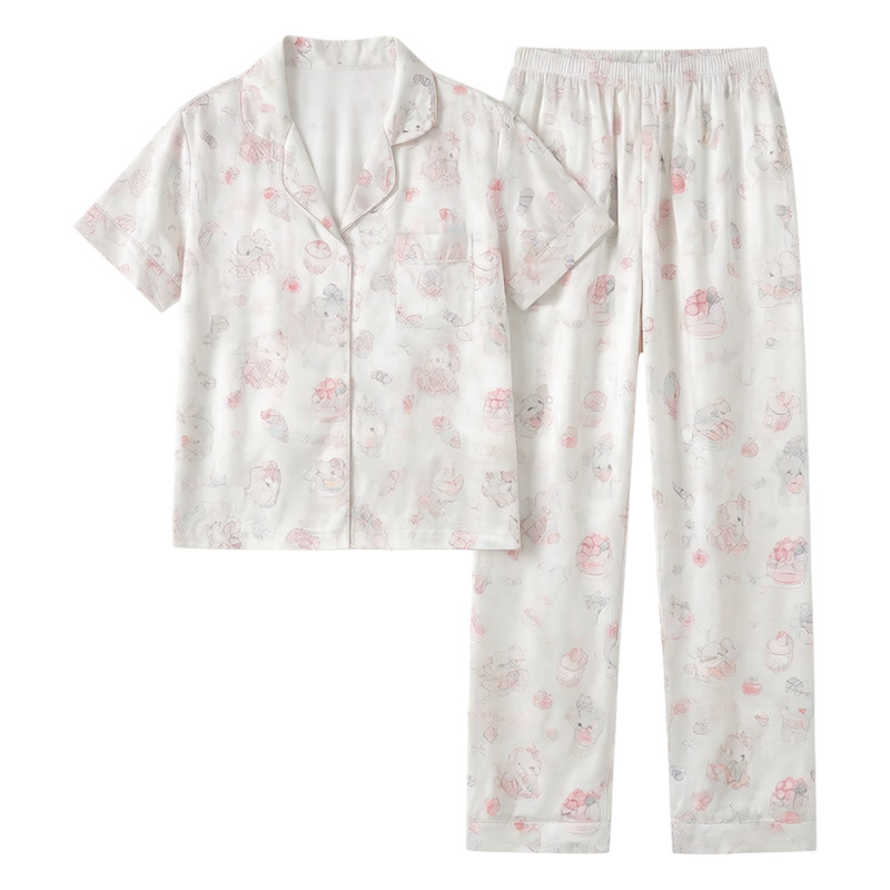 甜美小狗可爱带胸垫三件套家居服