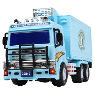 力利惯性工程车模型大号冷冻车冷藏车货车货柜车可开门儿童玩具车