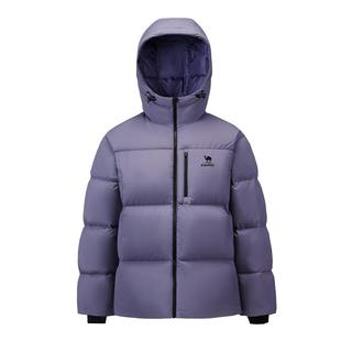 骆驼运动羽绒服女冬季紫色防泼水连帽保暖外套加厚面包服男