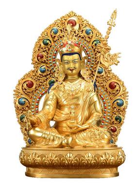 藏式鎏金药师佛铜器摆件带背光