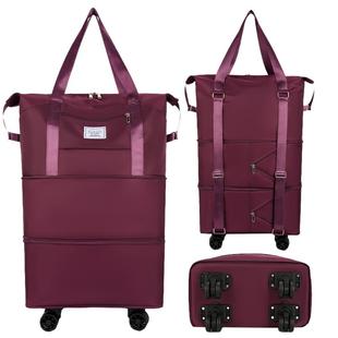 旅行袋双肩背包大容量拆卸万向轮收纳包行李袋便携双层托运包带轮