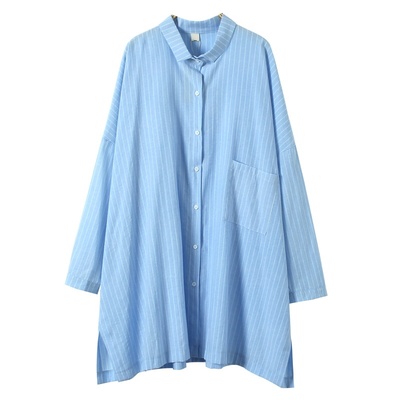 oversize港风文艺排扣长袖棉麻