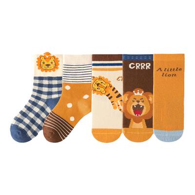 儿童袜子春秋卡通狮子恐龙中筒袜