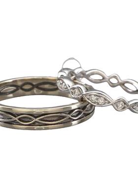 14K金镶钻结婚对戒戒指凯尔特结