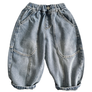 男童牛仔裤2026新款儿童宽松直筒裤宝宝百搭裤子春秋小男孩休闲裤