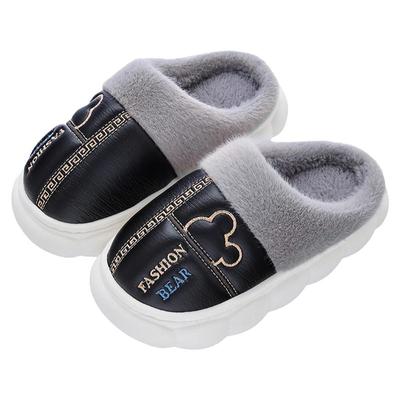 皮面防水包跟男女童毛毛雪地靴冬