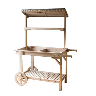 大型实木推车田园花车花架置物架花店装饰陈列展架多功能复古摆件