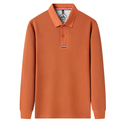 皮尔卡丹男士长袖T恤翻领纯棉高档Polo衫商务休闲丝光长绒棉上衣