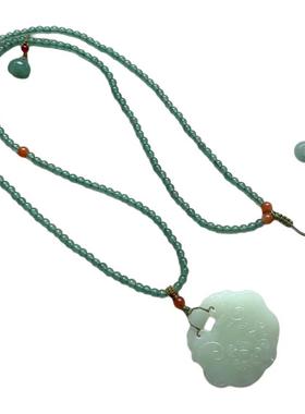 东陵玉圆珠毛衣链岫玉吊坠玉佩女