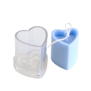 美沐儿 创意柱状凹顶爱心形状透明亚克力DIY心形圆柱香薰蜡烛模具